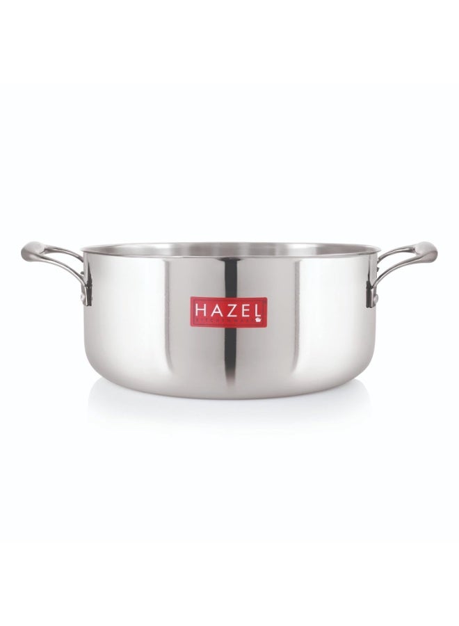 HAZEL Triply Stainless Steel Shallow Casserole Tope 5L with Handle | Heavy Bottom Biriyani Pot |  Non Stock Cooking Pot - Image 2