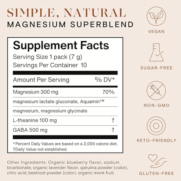 Ned mellö Magnesium Supplement Superblend Powder - Magnesium Glycinate with L-Theanine, GABA, and Trace Minerals - Supports Sleep, Relaxation, and Balanced Energy - Lavenderberry Flavor, 10-Pack, Singles - Image 3