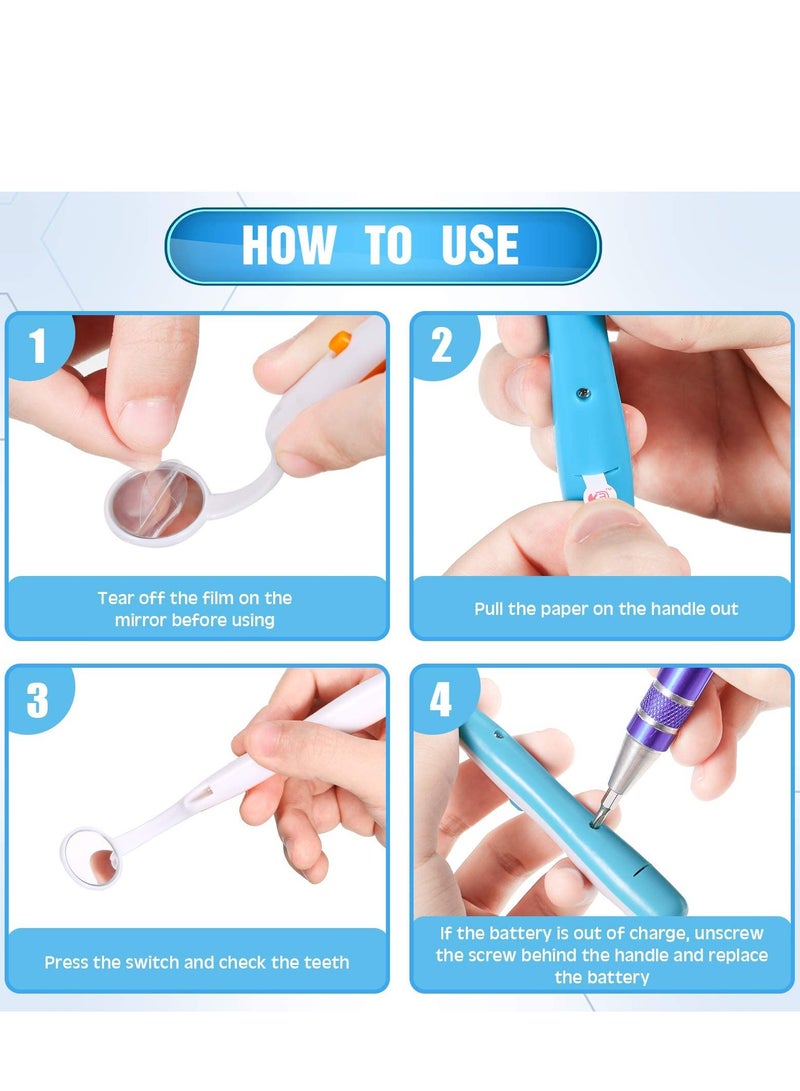 3 Pieces Mouth Mirror with Light Oral Mirror LED Teeth Inspection Mirror Anti-Fog Teeth Mouth Inspection Mirror Curve Angle Oral Care Tools Dentist Home Use Tools - Image 5