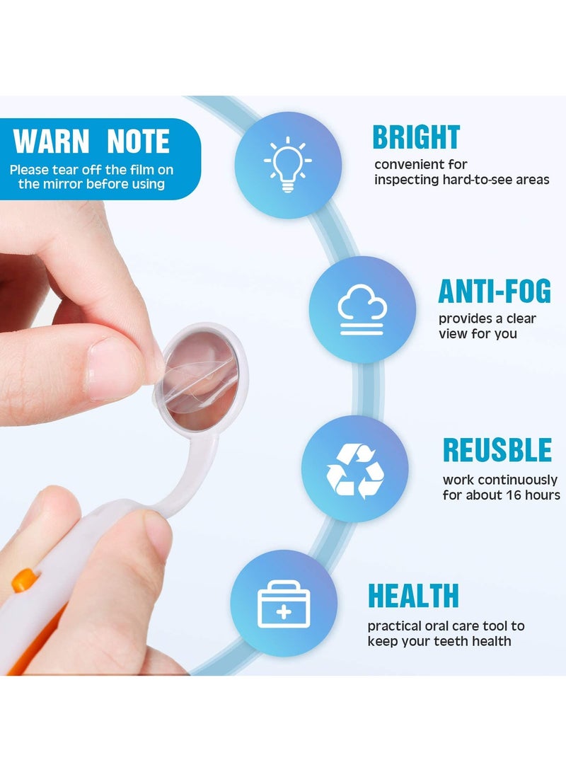 3 Pieces Mouth Mirror with Light Oral Mirror LED Teeth Inspection Mirror Anti-Fog Teeth Mouth Inspection Mirror Curve Angle Oral Care Tools Dentist Home Use Tools - Image 3