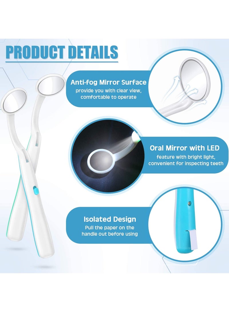 3 Pieces Mouth Mirror with Light Oral Mirror LED Teeth Inspection Mirror Anti-Fog Teeth Mouth Inspection Mirror Curve Angle Oral Care Tools Dentist Home Use Tools - Image 2