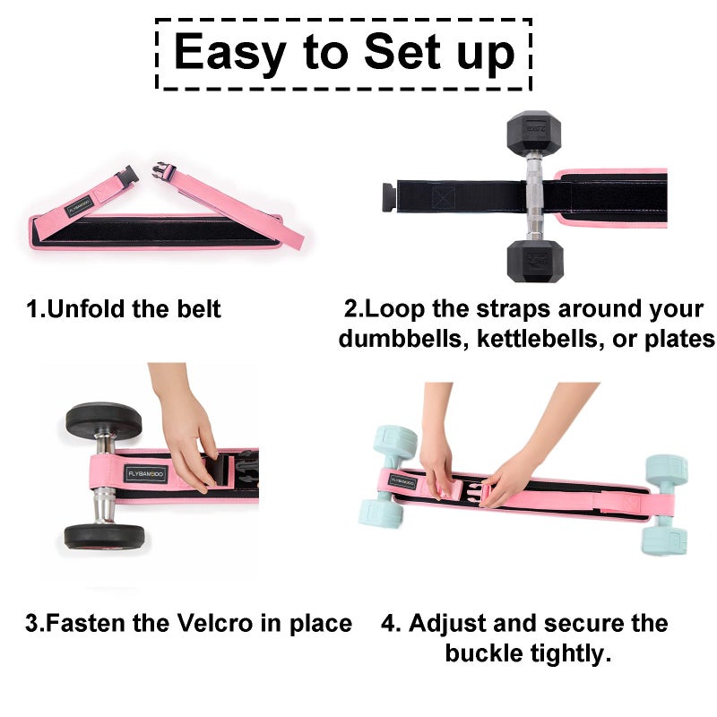 FLYBAMBOO Hip Thrust Belt and Ankle Resistance Cuffs Set for Fitness Training (Pink) - Image 5