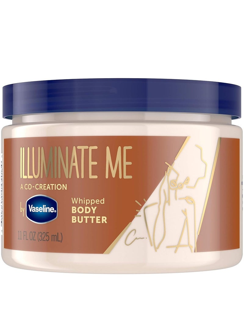 فازلين زبدة الجسم Illuminate Me مصممة خصيصًا للبشرة الغنية بالميلانين، زبدة الجسم المخفوقة توفر ترطيبًا لمدة 24 ساعة للبشرة الجافة 11 أونصة - Image 1