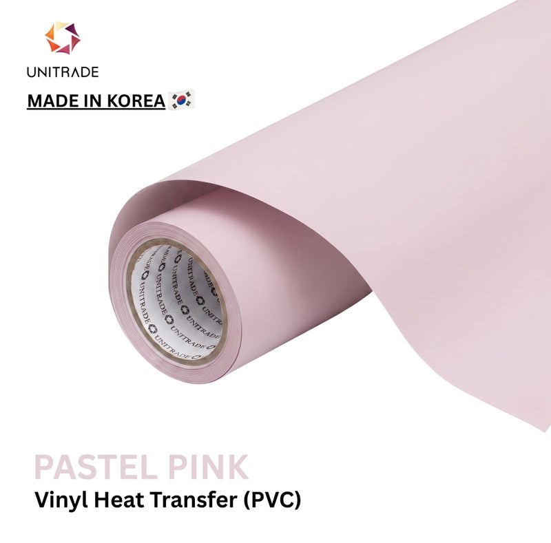 يونيترايد UNITRADE® رول فينيل نقل حراري Easy Cut (PVC) باللون الوردي الباستيل / متوافق مع Cricut وSilhouette وآلات القص الاحترافية / معتمد CPSIA / صنع في كوريا - Image 1