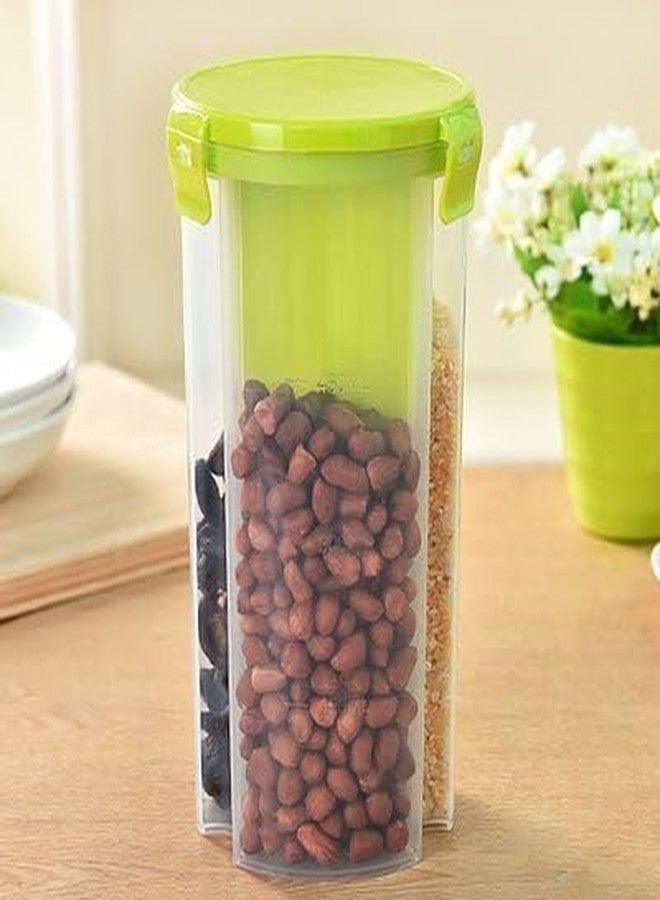 Riddhin 3 Partition Container Set(Pack of 1) for Kitchen airtight Transparent Plastic Lock Food Storage Airtight Container Jar for Grocery Container, Fridge Container - Image 2
