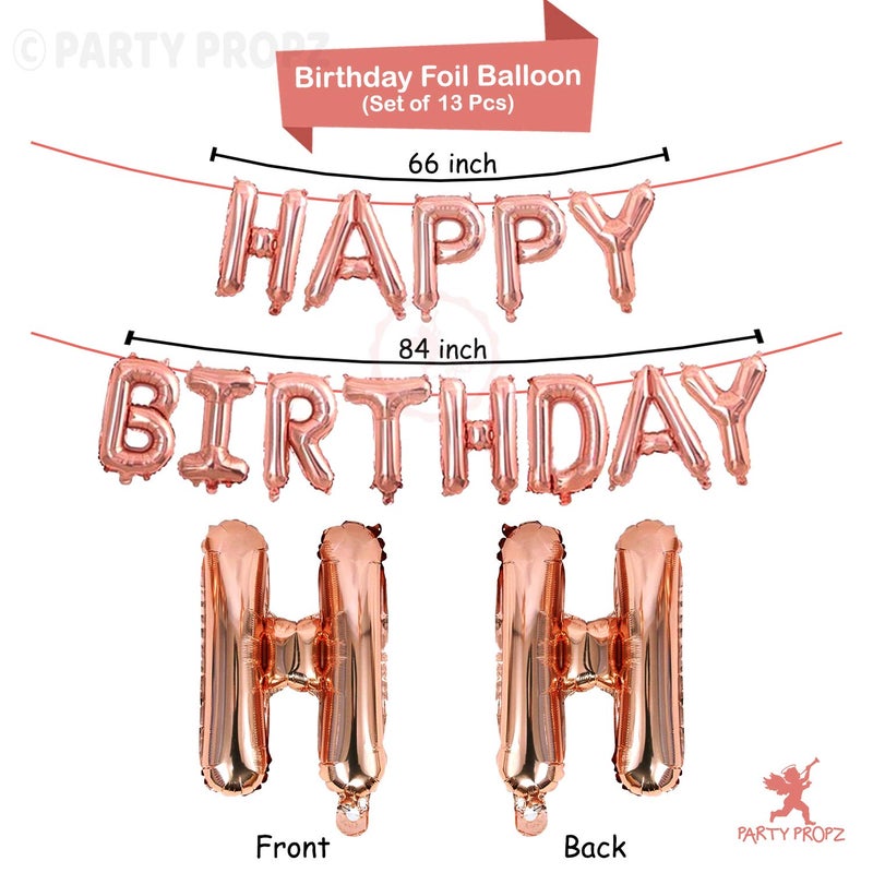 Party Propz Party Propz Rose Gold Birthday Decorations Items 12Pcs Happy Bday Confetti Balloons Glue Dot Rose Gold Foil Balloon For CelebrationBalloon Item Kit Combo - Image 3