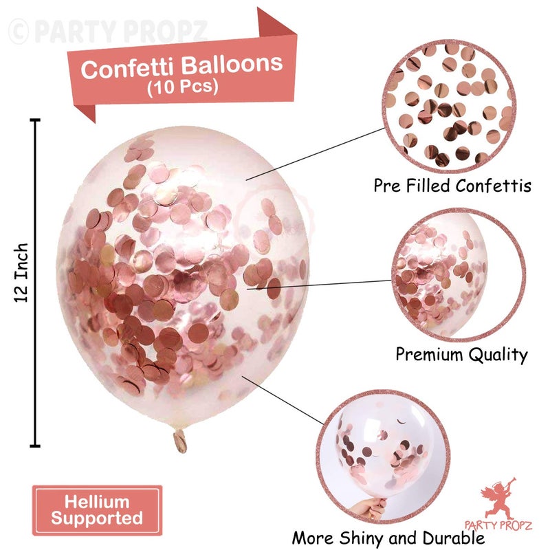 Party Propz Party Propz Rose Gold Birthday Decorations Items 12Pcs Happy Bday Confetti Balloons Glue Dot Rose Gold Foil Balloon For CelebrationBalloon Item Kit Combo - Image 5