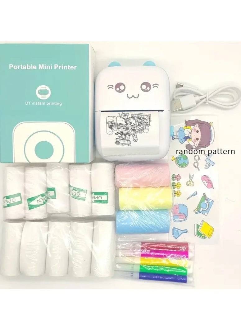 Portable Printer, Mini Pocket Wireless Bluetooth Thermal Printers with 13 Rolls Printing Paper for Android iOS Smartphone