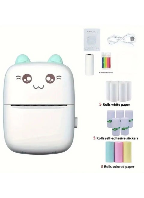 Portable Printer, Mini Pocket Wireless Bluetooth Thermal Printers with 13 Rolls Printing Paper for Android iOS Smartphone