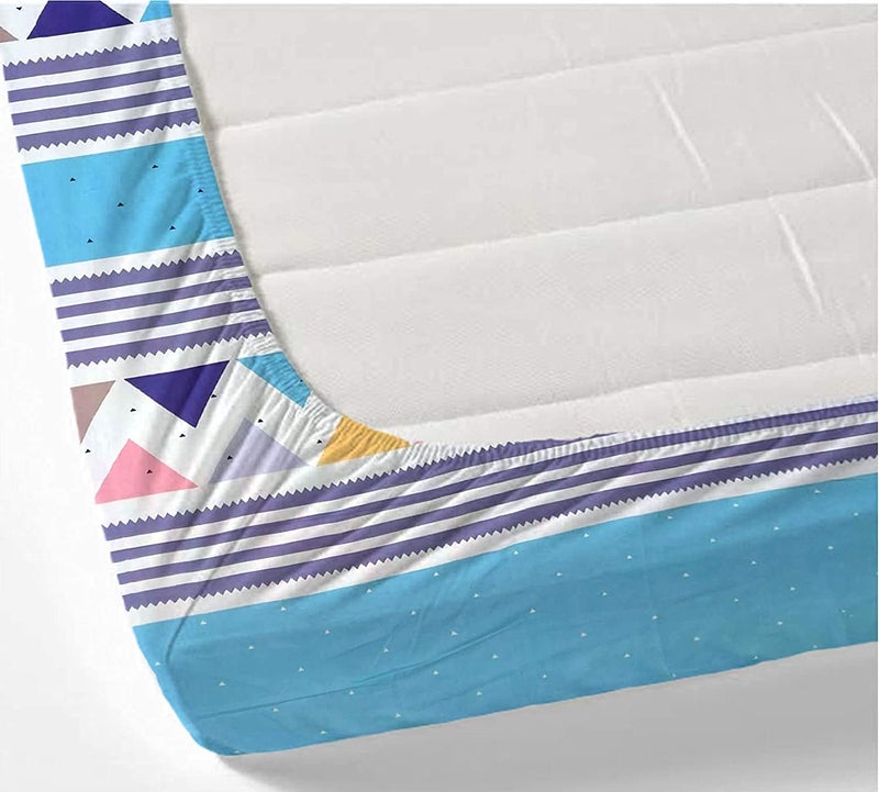 TIB 130 GSM Cotton Feel Polycotton Elastic Fitted Single Size Bedsheet with 1 Pillow Covers -Blue 130 TC | Best Suitable for Best Suitable for 36X72 inch - Image 3