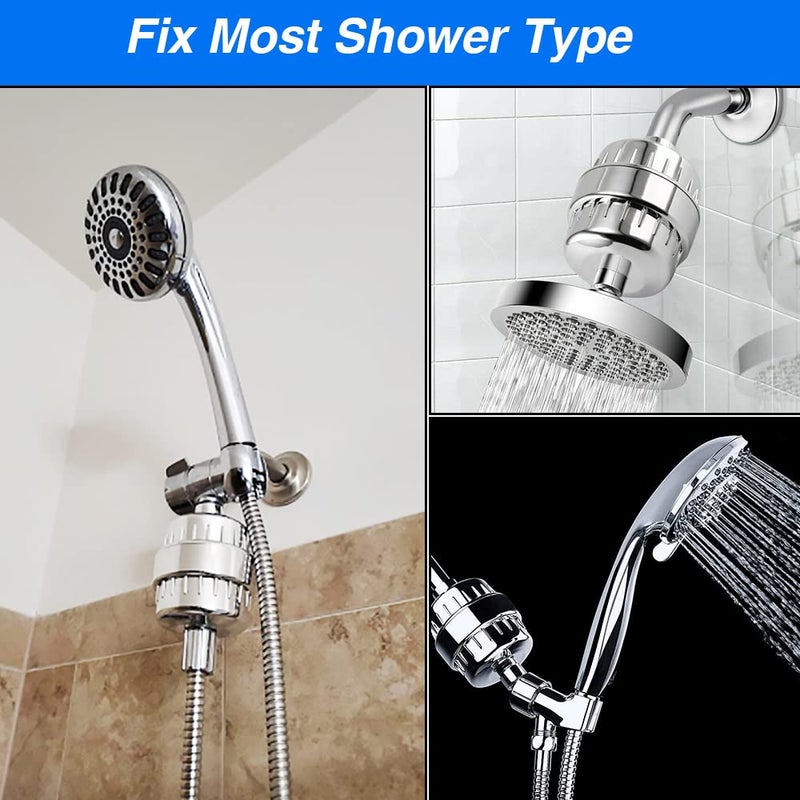 AMORIX Shower Filter 15 Stage Shower Head Filter for Hard Water High Output Showerhead Filter Shower Water Filter Reduce Chlorine Dry Skin Itchy Scalp Shower Water Softener Improves Skin Condition - Image 5