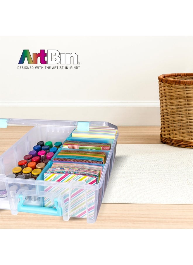 Art Bin 0365500 Super Satchel Double Deep Portable Art And Craft Organizer With Handle Aqua