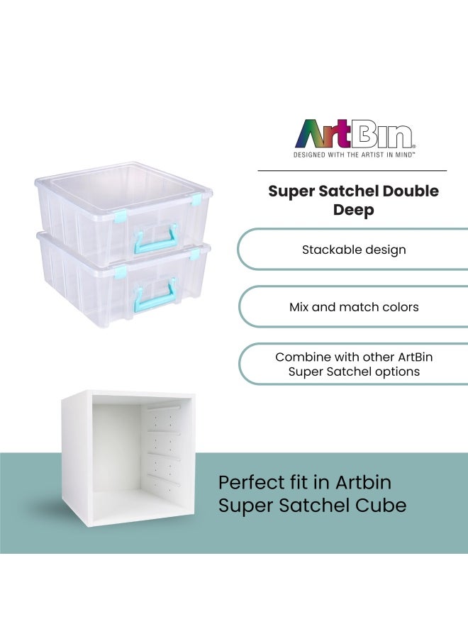 Art Bin 0365500 Super Satchel Double Deep Portable Art And Craft Organizer With Handle Aqua