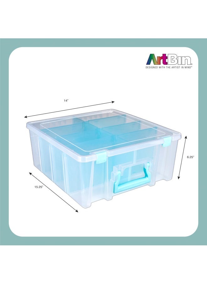 Art Bin 0365500 Super Satchel Double Deep Portable Art And Craft Organizer With Handle Aqua