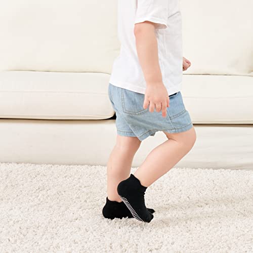 ZAPLES Baby Non Slip Grip Ankle Socks with Non Skid Soles for Infants Toddlers Kids Boys Girls, Black, 4-7 Years - Image 5