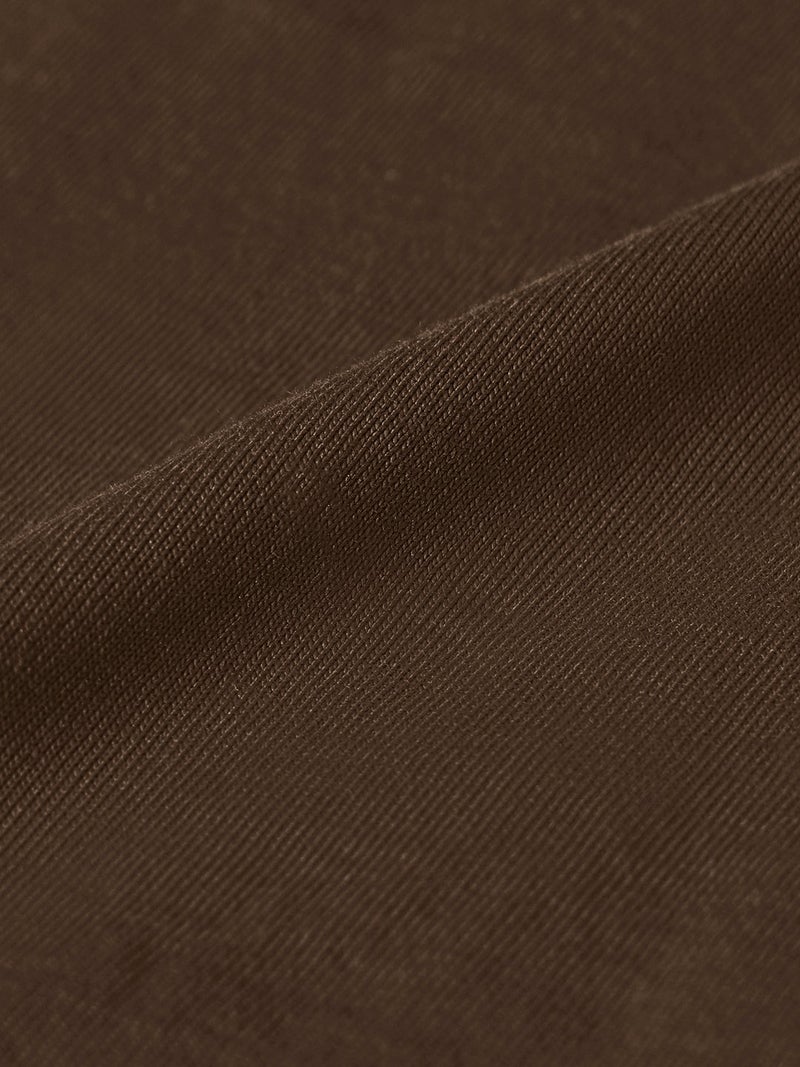 The Souled Store Casual Classics: Women and Girls Short Sleeves Round Neck Dark Brown Solid Cotton Regular Fit Breathable Lightweight Everyday Streetwear T-Shirt - Image 5