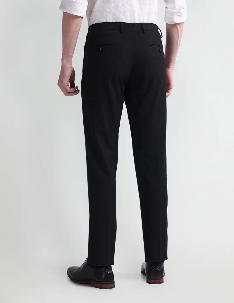 Arrow Black Dobby Tailored Fit Trousers for Men | Best Price UAE