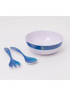 Bright Designs Ramadan Melamine Round Serving Bowl with fourk and spoon7artna  - Image 1