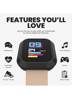 iTouch Flex Series Smartwatch With Interchangeable Case And Strap Black Case Light Brown Silicone Strap  - Image 5