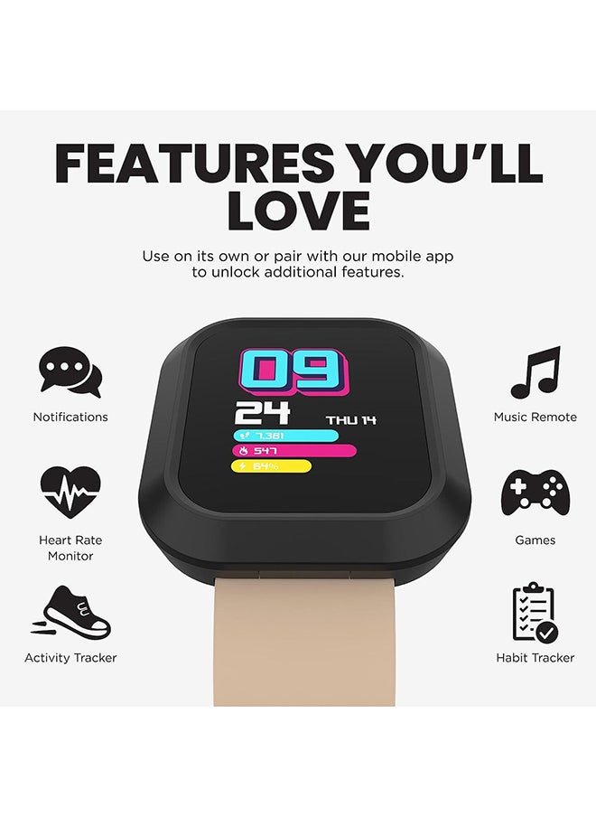 iTouch ساعة ذكية من سلسلة Flex مع علبة قابلة للتبديل وحزام أسود وحزام سيليكون بني فاتح  - Image 5