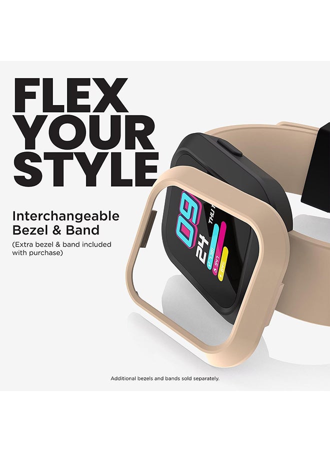 iTouch - Flex Series Smartwatch With Interchangeable Case And Strap Black Case Light Brown Silicone Strap - Image 1
