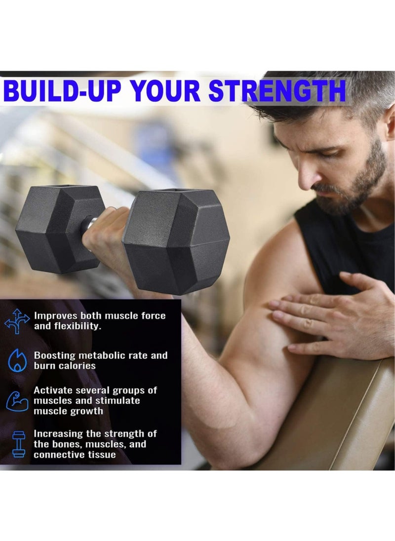 Sky Land HEX Dumbbells Rubber Coated Cast Iron Hexagonal Dumbbells 35 kg*2 for Professional Exercise | Premium Hand Weight Dumbbell | Strength Training Equipment | Full Body Workout EM-9260-35  - Image 5