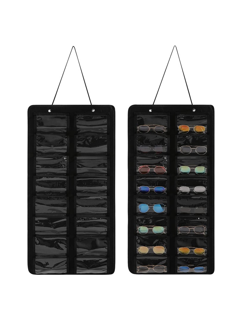 KGMCARE KGMCARE Sunglasses Organizer Storage  16 Slots Glasses Storage Wall Pocket Display Hanging on Door Eyewear Display DustProof Black DustProof 
