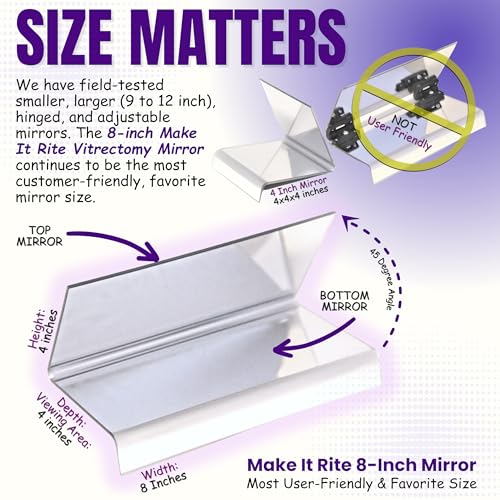 Make It Rite Mirror 8" Wide 2-Way Make It Rite Mirror for Face Down Vitrectomy Eyesight and Proning Lung Recovery | Easy to Watch TV During Face Down Recovery - Image 4