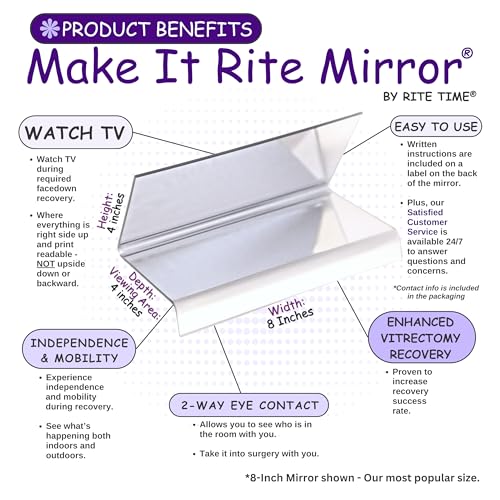 Make It Rite Mirror 8" Wide 2-Way Make It Rite Mirror for Face Down Vitrectomy Eyesight and Proning Lung Recovery | Easy to Watch TV During Face Down Recovery - Image 5