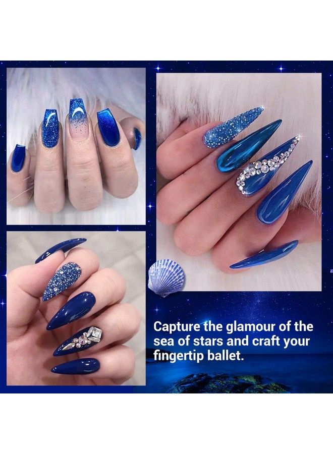 MEFA Blue Gel Nail Polish Set Midnight Navy Sapphire Azure Glitter Dark Shades 6 Colors Starter Kit Soak Off Long Lasting Nail Art Design Diy Salon Manicure Holiday Gift For Women Girls 5Ml - Image 3