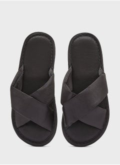 Ginger Silky Satin Crossover Bedroom Slippers  - Image 1