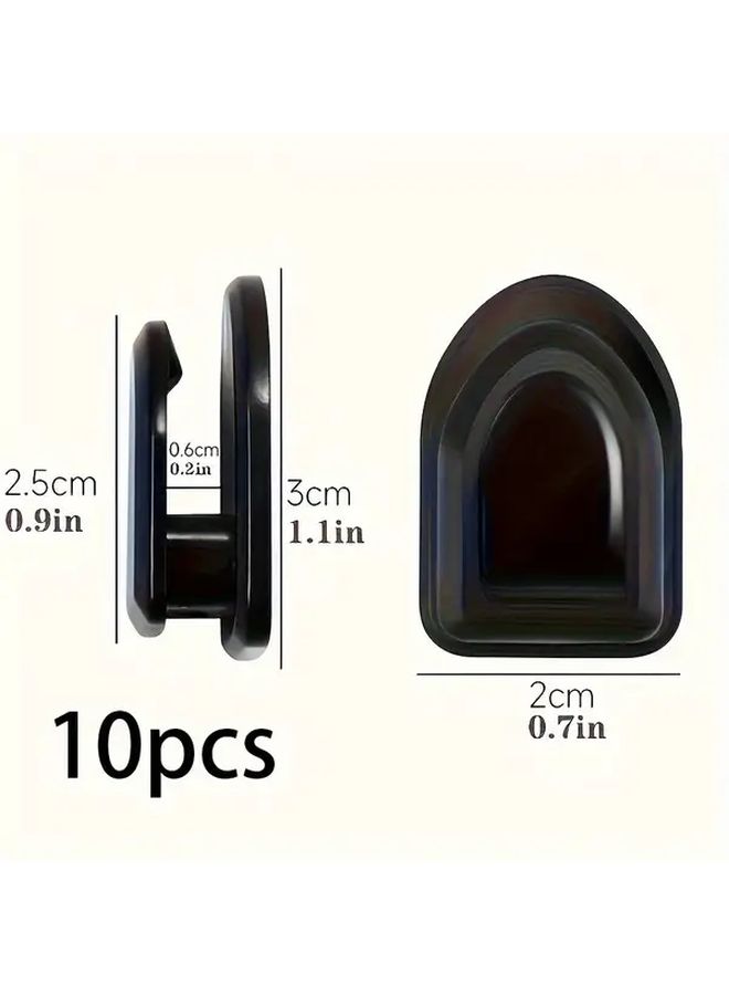 10 Pack Black Multi Purpose Mini Car Hooks Strong Adhesive Drill Free Interior Organizer - Image 1