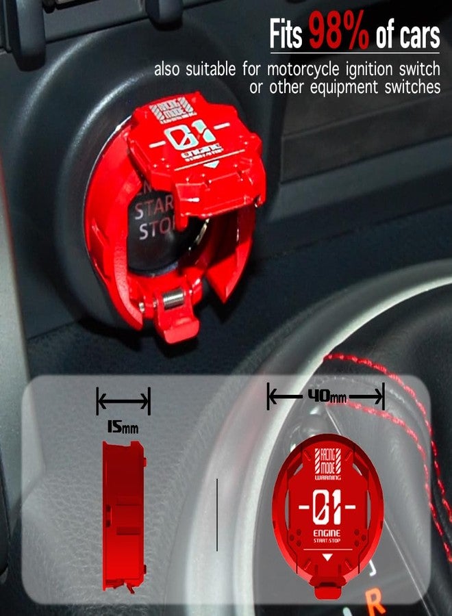 Tybasthe Push Start Button Cover, Metal Mecha Engine Start Stop Button Cover Protector, Cool Car Accessories Interior Decoration Sticker Decal Motorcycle Key Ignition Switch Cover, Red - Image 4