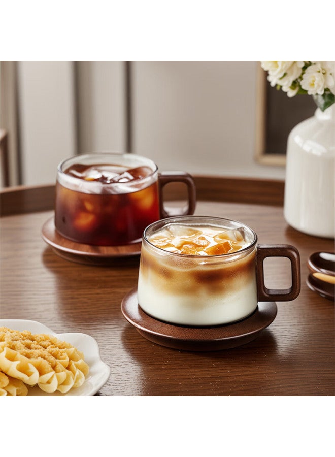 Cliton Style Coffee Cup And Saucer Set High-End Afternoon Tea Gift Box High-Value Wooden Tray Coffee Glass Cup Saucer Spoon Set - Image 4