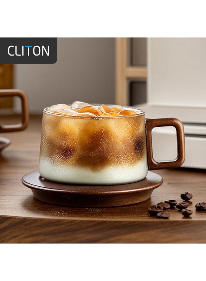 Cliton Style Coffee Cup And Saucer Set High-End Afternoon Tea Gift Box High-Value Wooden Tray Coffee Glass Cup Saucer Spoon Set - Image 1