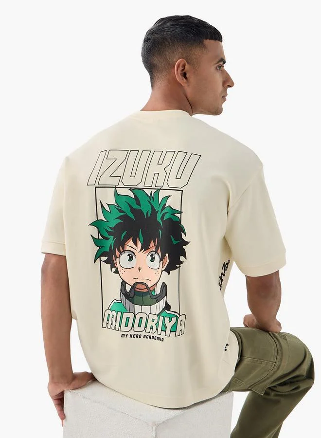 Izuku Midoriya Print Crew Neck T-shirt with Short Sleeves