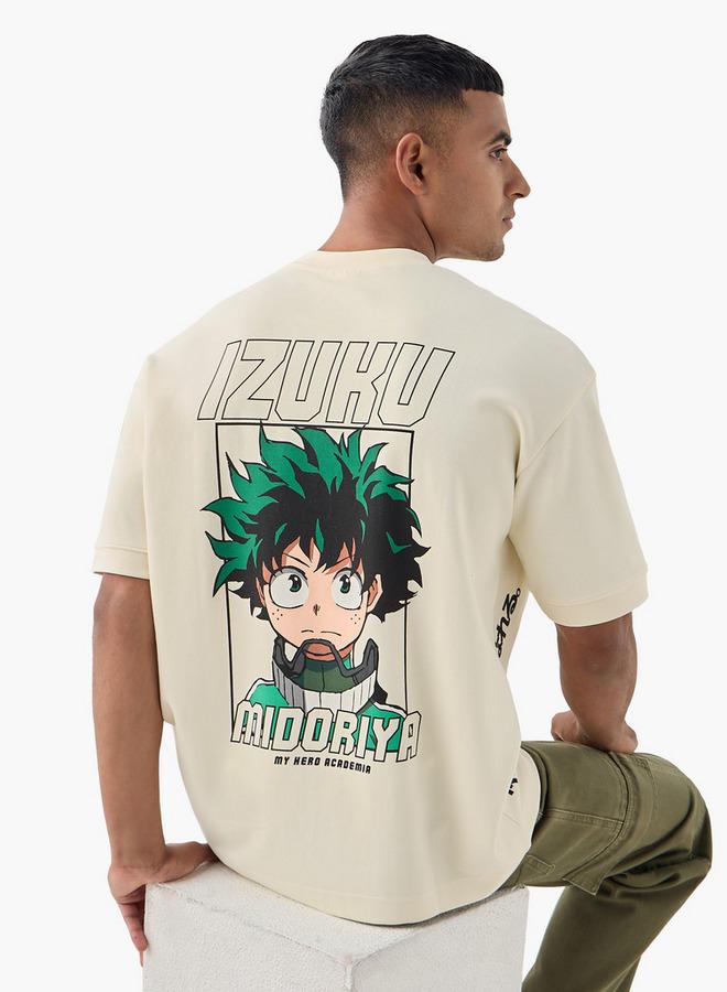 SP Characters Izuku Midoriya Print Crew Neck T-shirt with Short Sleeves - Image 1