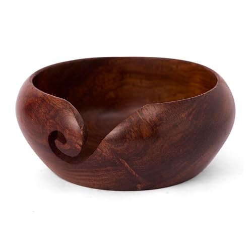 GURU JEE™ Handmade Wooden Yarn Bowl Wool Ball Holder Knitting Bowl Crochet Holder Gifts Showpiece (Natural_Brown_Plain) (1 Piece) - Image 5
