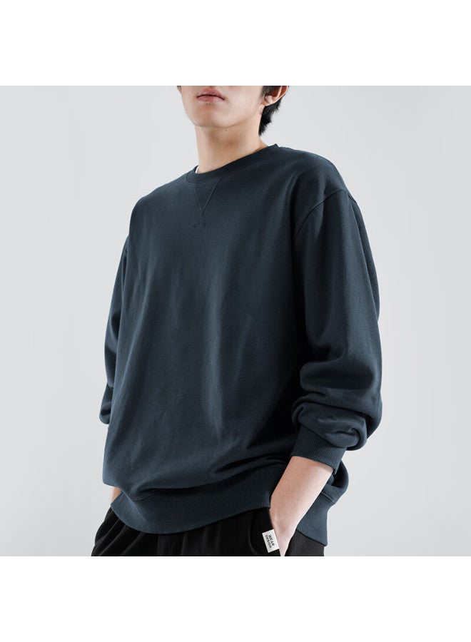 Markless Men's Sweatshirt, 100% Cotton, Autumn Casual Round Neck Top, Inner Layer Pullover, 0434 Navy Blue, 2XL - Image 1
