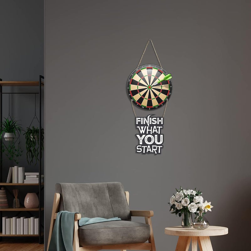 آرتفيب Finish What You Start Dart معلقة حائط خشبية | قطعة ديكور باقتباسات | ديكور حائط تحفيزي | بوستر حائط | قطعة فنية | فن جرافيك | هدايا | قطع ديكور مكتب (WH_5703N) - Image 3