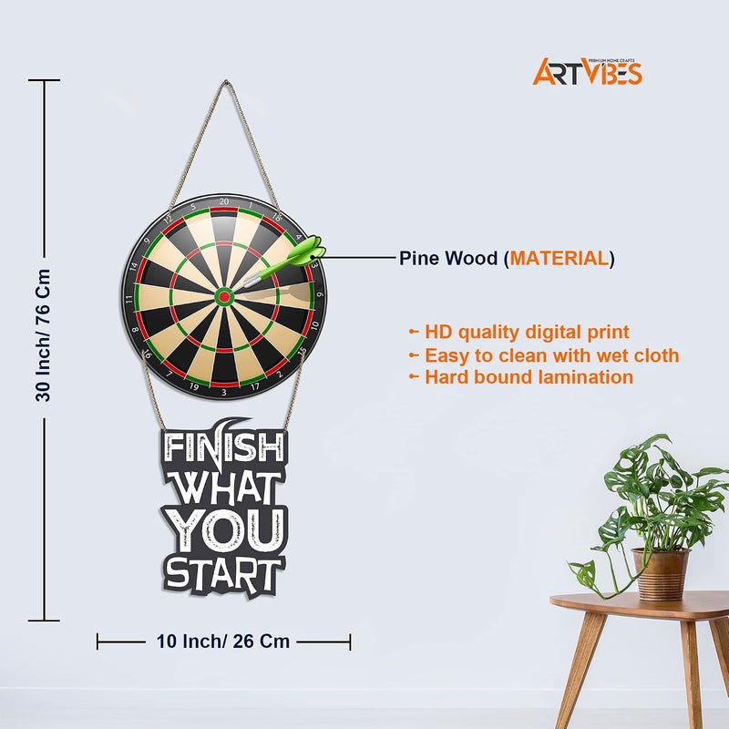 آرتفيب Finish What You Start Dart معلقة حائط خشبية | قطعة ديكور باقتباسات | ديكور حائط تحفيزي | بوستر حائط | قطعة فنية | فن جرافيك | هدايا | قطع ديكور مكتب (WH_5703N) - Image 5