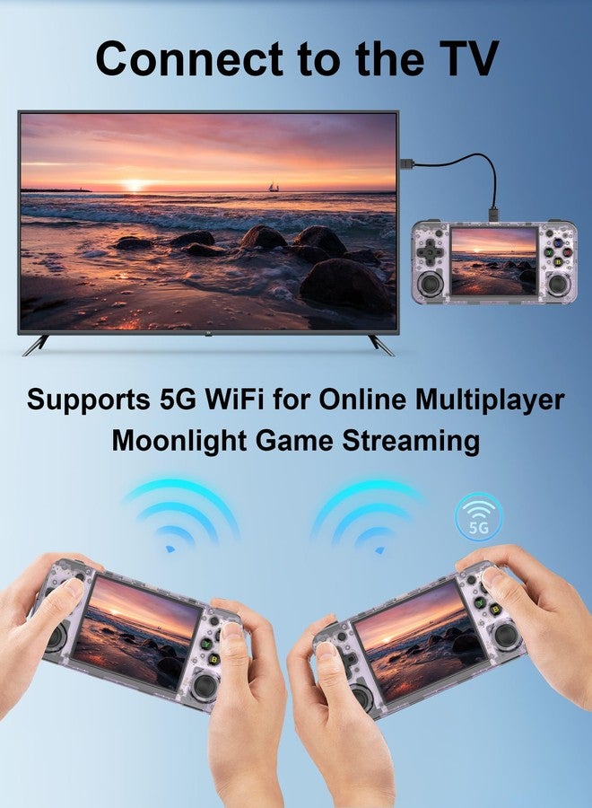 HANHIBR RG35XX H Retro Handheld Game Console 3.5 Inch IPS Screen Linux OS Built-in 64G + 128G TF Portable Pocket Video Player 10000+ Games Retro Video Games Consoles with Case Purple Translucent - Image 4