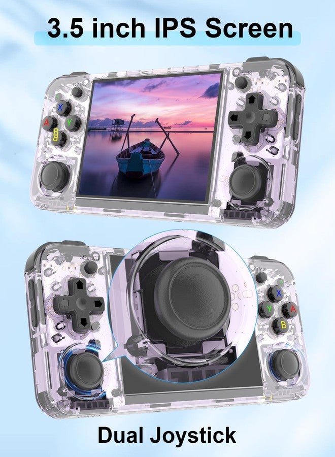 HANHIBR RG35XX H Retro Handheld Game Console 3.5 Inch IPS Screen Linux OS Built-in 64G + 128G TF Portable Pocket Video Player 10000+ Games Retro Video Games Consoles with Case Purple Translucent - Image 3