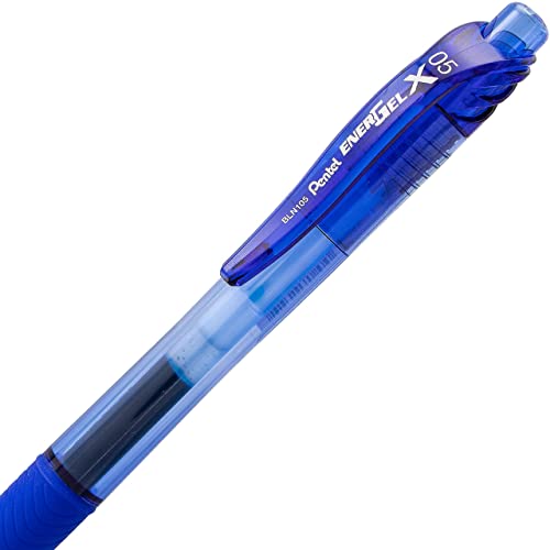 Pentel قلم جيل قابل للسحب Pentel BLN105C EnerGel-X، 0.5 مم، أسطوانة/حبر أزرق، علبة من 12 قلم - Image 4