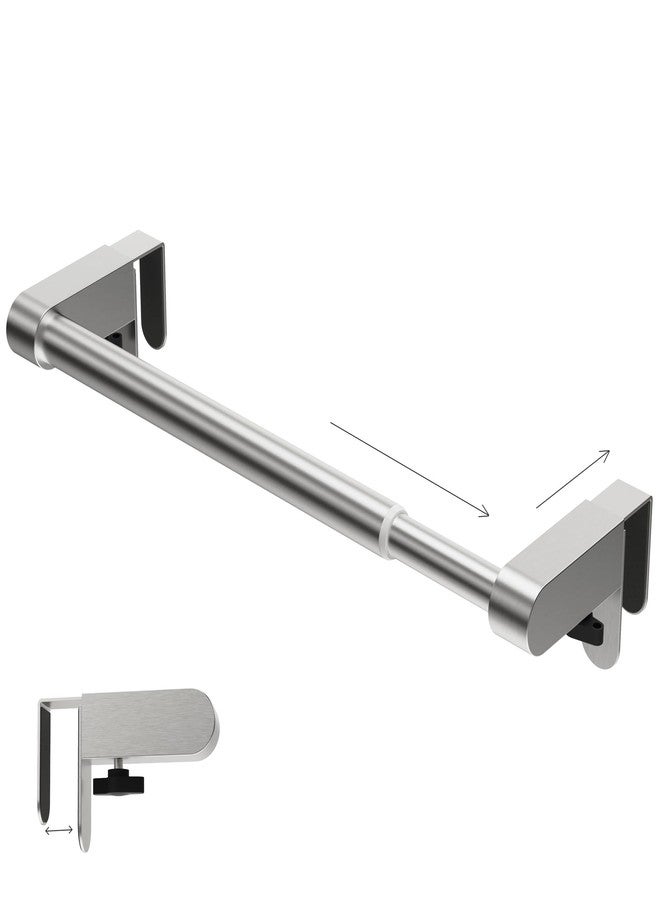 VEHHE Kitchen Towel Holder, Hand Screwed Telescopic Kitchen Towel Rack, Stainless Steel Adjustable Length and Width Over The Cabinet Door Towel Rack with EVA Foam Pad (Silver) - Image 1