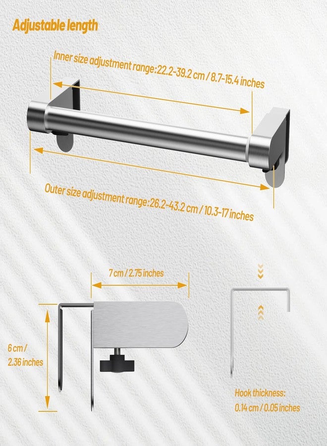 VEHHE Kitchen Towel Holder, Hand Screwed Telescopic Kitchen Towel Rack, Stainless Steel Adjustable Length and Width Over The Cabinet Door Towel Rack with EVA Foam Pad (Silver) - Image 4