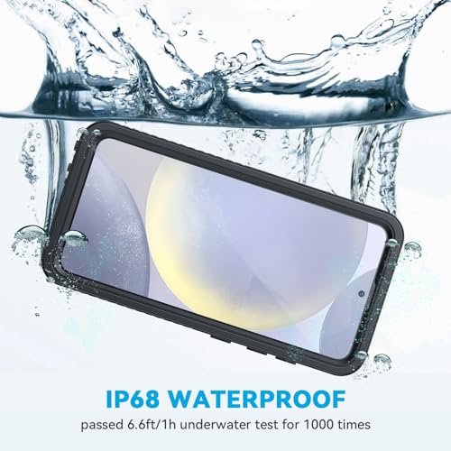 Lanhiem for Samsung Galaxy S24 Phone Case IP68 Waterproof Dustproof, Built-in Screen Protector, Rugged Full Body Shockproof Protective Cover for Galaxy S24 5G 6.2 Inch, Black - Image 2