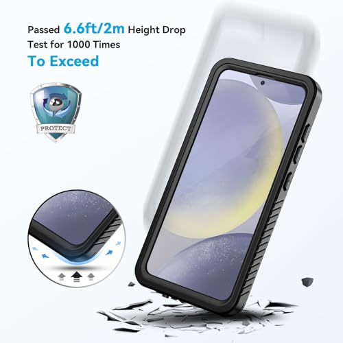 Lanhiem for Samsung Galaxy S24 Phone Case IP68 Waterproof Dustproof, Built-in Screen Protector, Rugged Full Body Shockproof Protective Cover for Galaxy S24 5G 6.2 Inch, Black - Image 4