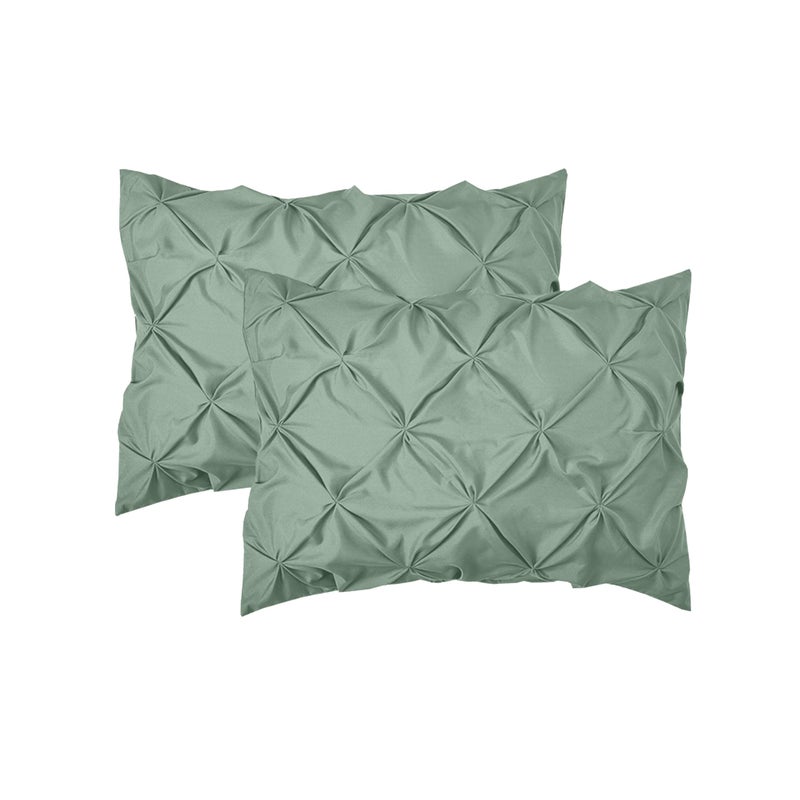Elegant Comfort Elegant Comfort 2-Pack Sham Set Pinch Pleat Design  1500 Premium Hotel Quality Microfiber  Stylish Design-Easy Care  Wrinkle and Stain Resistant  2-Piece Sham Set  Pleated Standard/Queen  Smoke Green  - Image 1