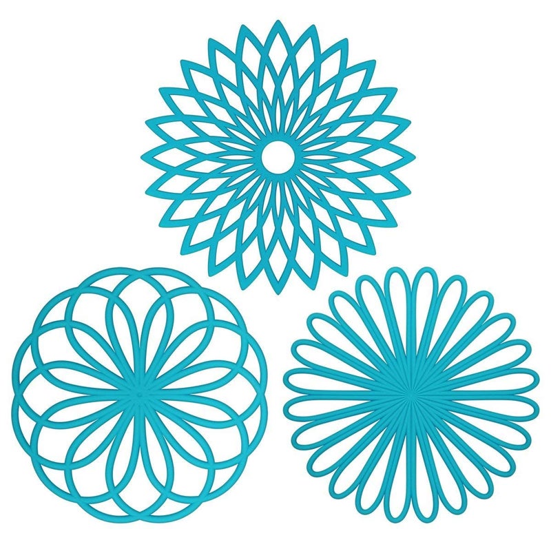ME.FAN Silicone Trivet Mat - Kitchen Hot Pads for Pots & Dish - Insulated Teapot Trivet - Flexible, Durable, Non-Slip Large Coasters 3 Set Light Blue - Image 1